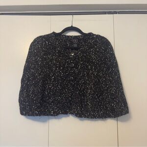 INC International Concepts Petite Knit Cropped Cardigan Poncho | Speckled Black